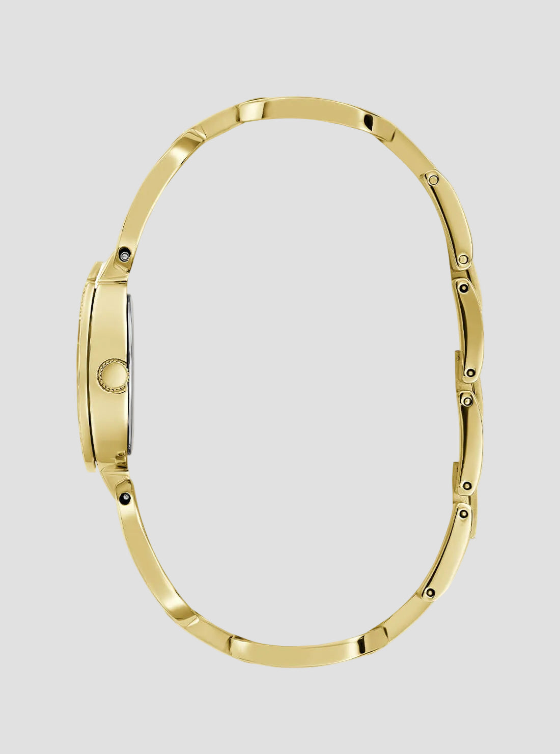 Gold Gia Logo Link Bracelet Watch | GUESS Women's Watches | side view