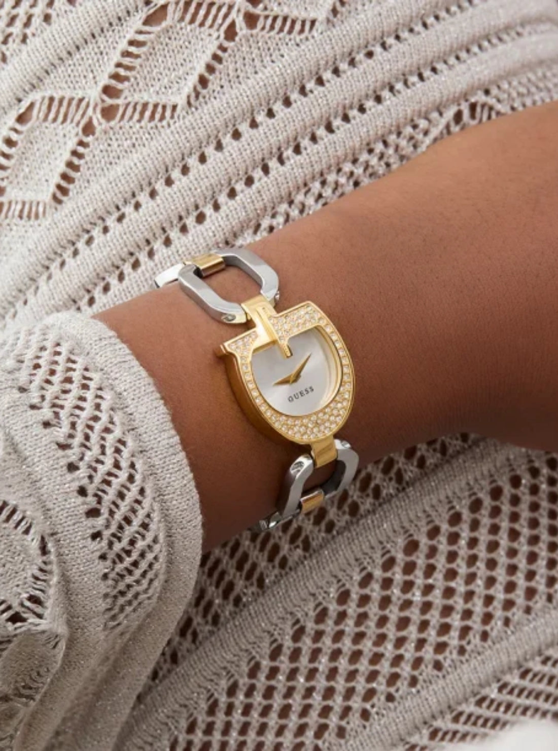 GUESS Accessories Gold Silver Gia Crystal Watch GW0683L6 Model View
