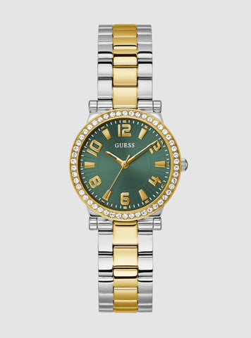 GUESS Accessories Gold and Silver Crystal Fawn Link Watch GW0686L22 Front View