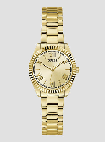 GUESS Womens Gold Mini Luna Vintage Link Watch GW0687L2 Front View