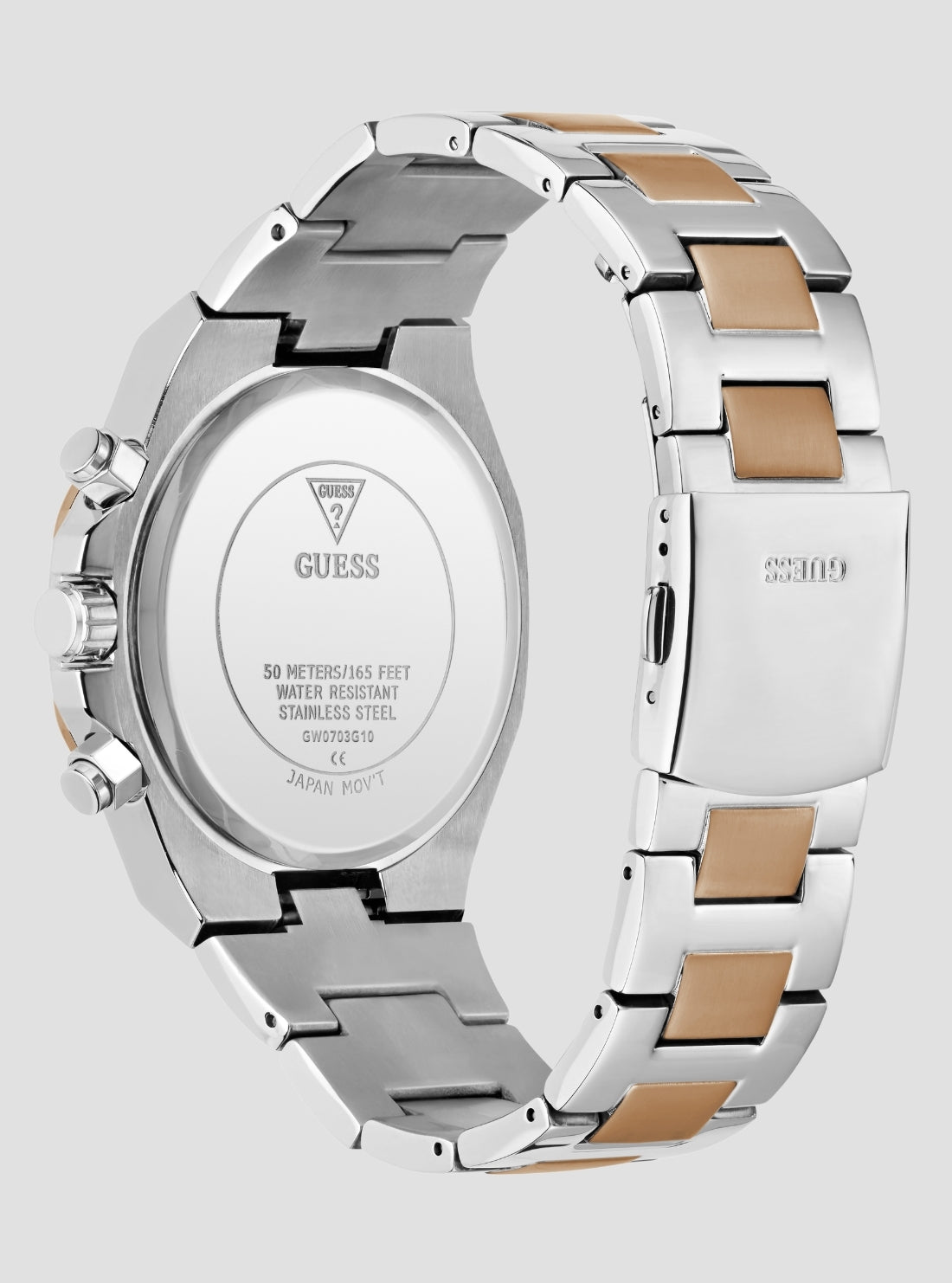GUESS Accessories Silver Rose-Gold Equity Multifunction Watch GW0703G10 Back View