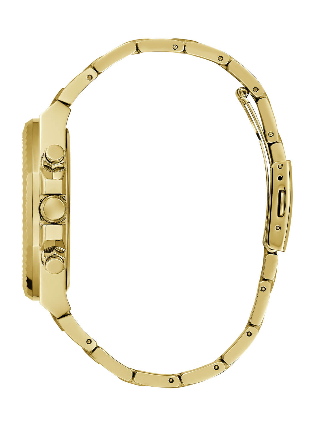 Gold Equity Green Link Watch | GUESS Men's Watches | side view