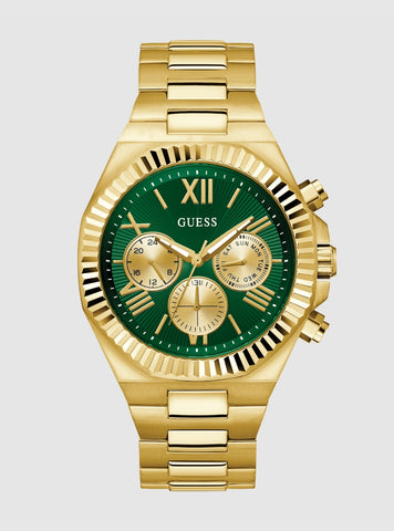 GUESS Accessories Gold Equity Green Link Watch GW0703G2 Front View