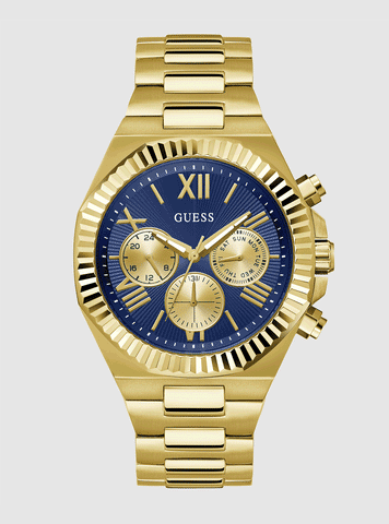 GUESS Acessories Gold Equity Blue Dial Watch GW0703G6 Front View