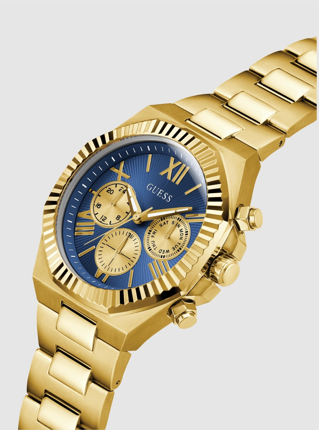 GUESS Acessories Gold Equity Blue Dial Watch GW0703G6 Front View