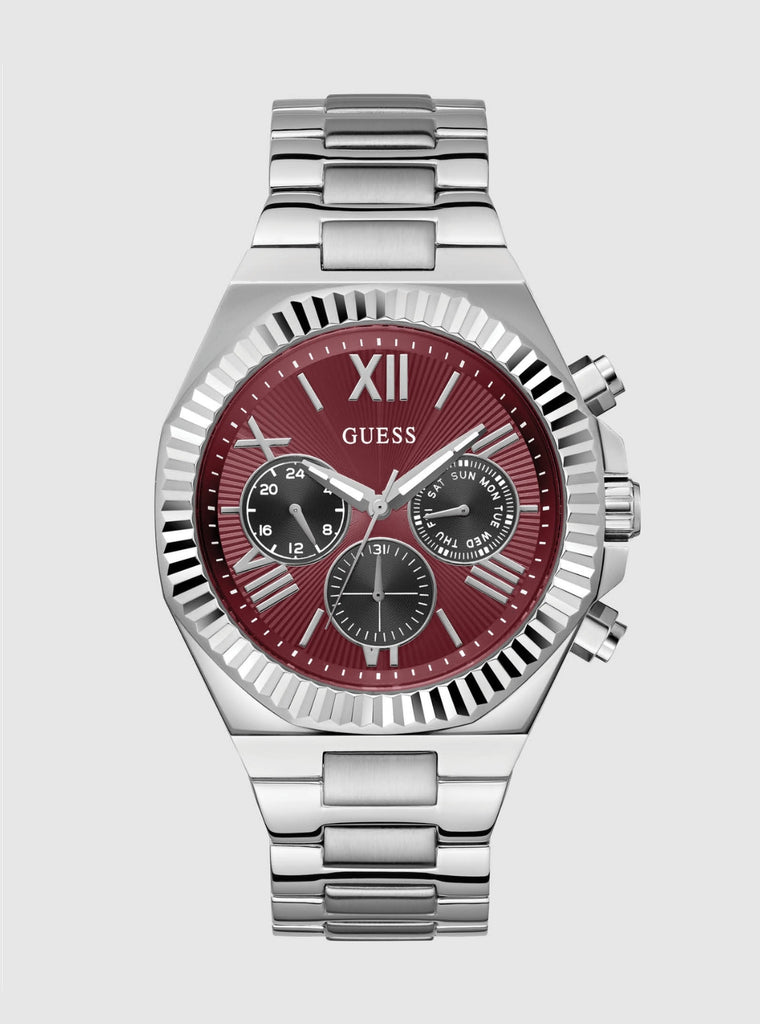 Silver Red Dial Equity Watch | GUESS