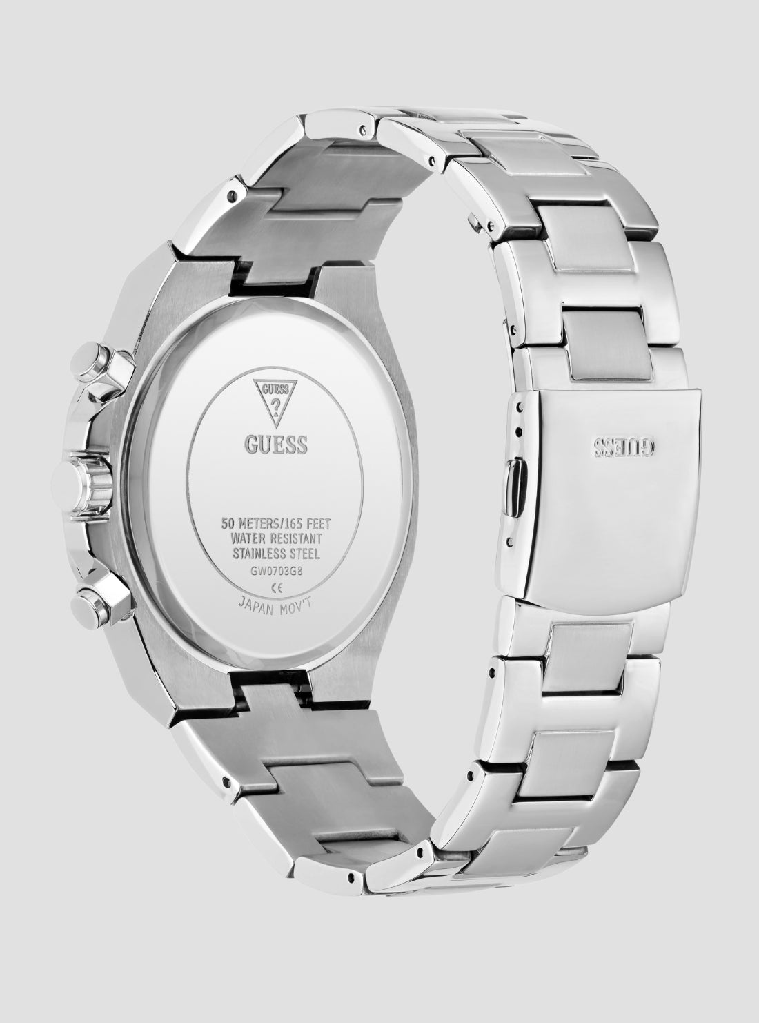 GUESS Accessories Silver Equity Multifunction Watch GW0703G8 Back View