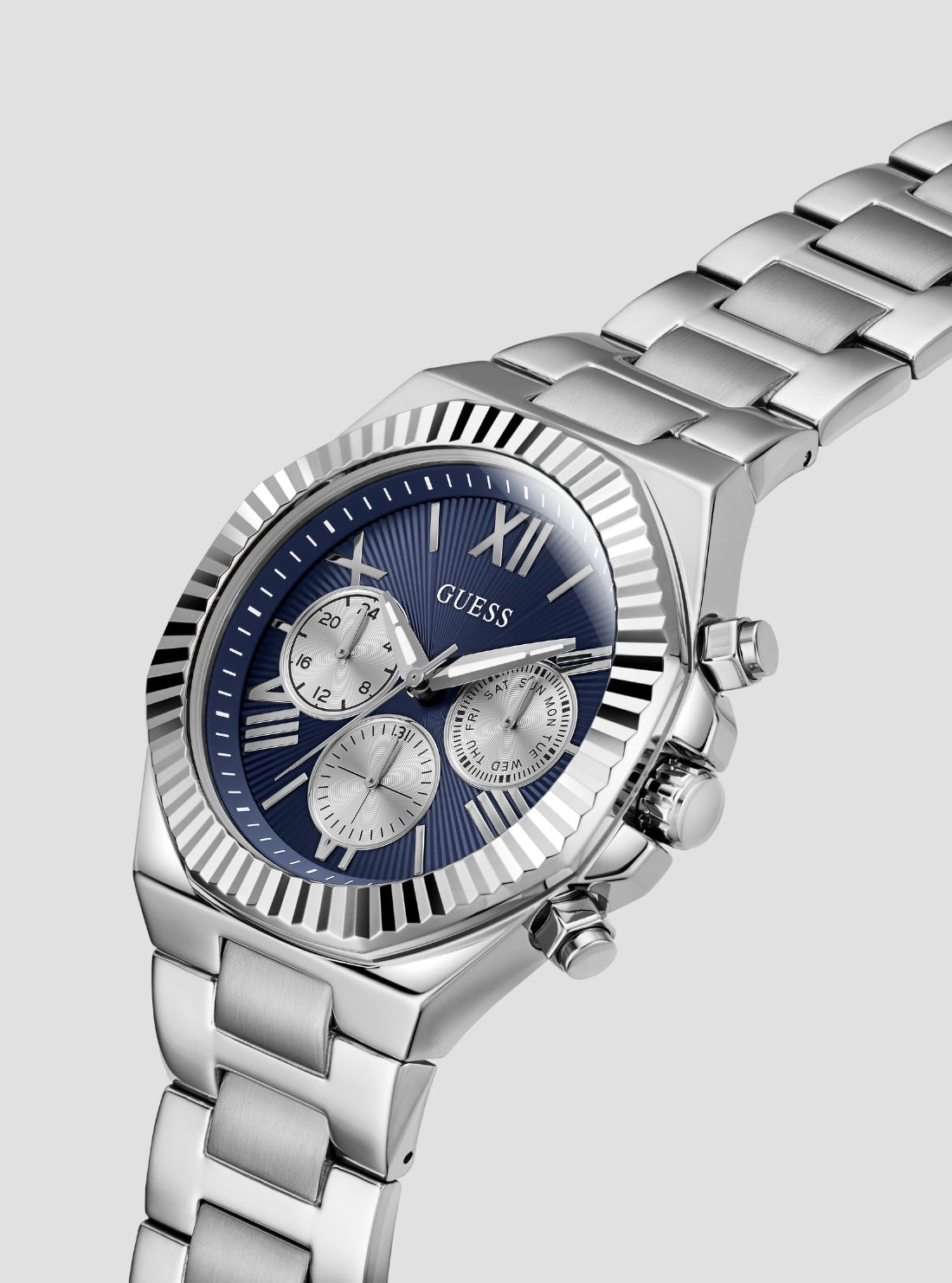 GUESS Accessories Silver Equity Multifunction Watch GW0703G8 Side View