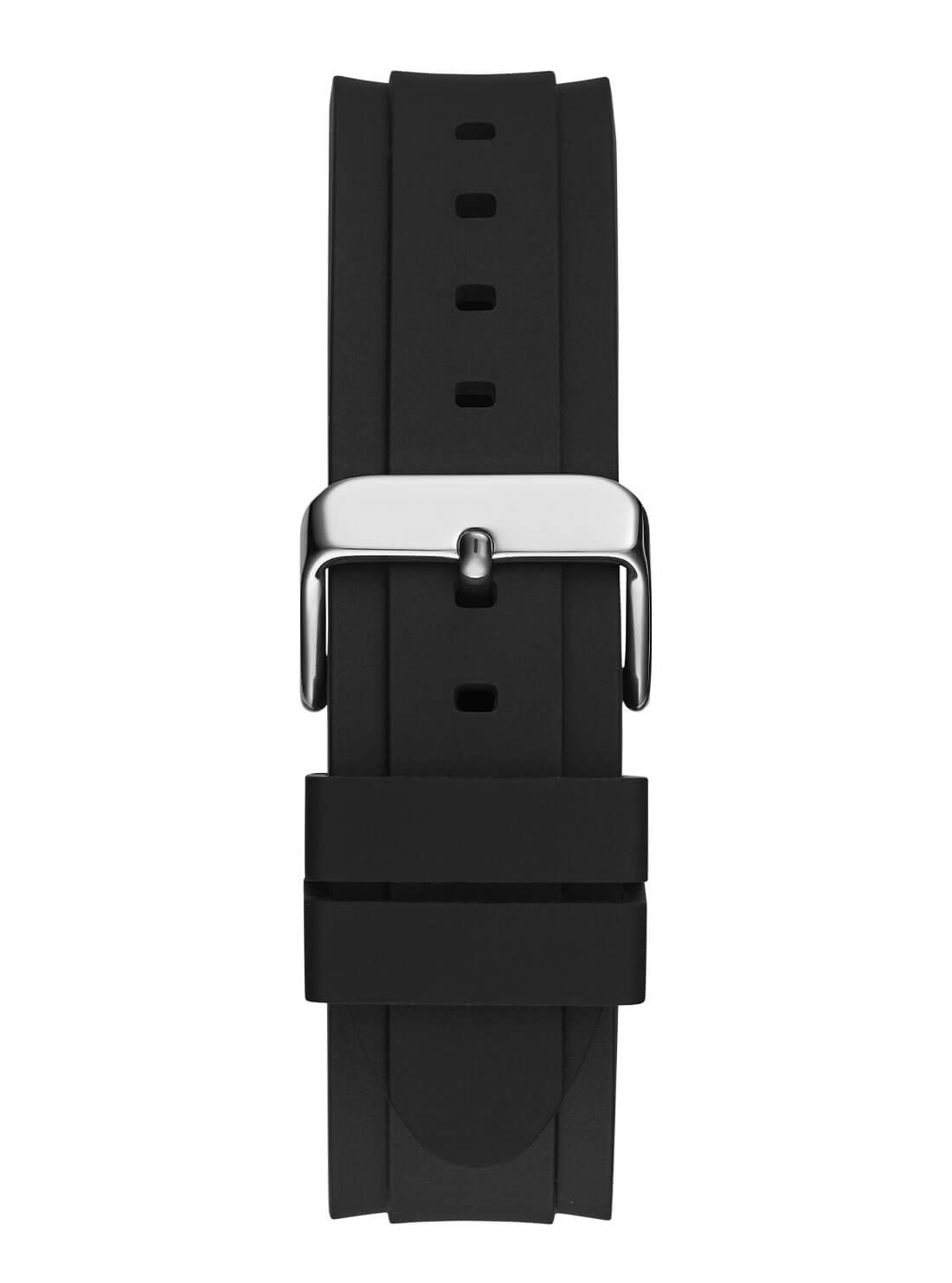 Silver Parker Black Silicone Watch | GUESS Men's watches | back view