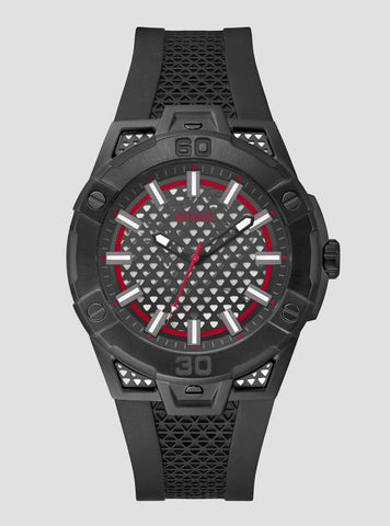 Black Network Silicone Watch | GUESS Men's Watches | front view