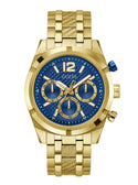 Gold Resistance Blue Link Watch | GUESS Men's watches | Front view