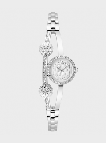 GUESS Accessories Silver Chloe Crystal Bracelet Watch GW0756L1 Front View