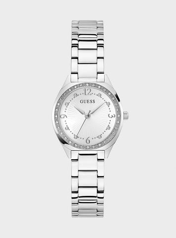 GUESS Accessories Silver Charlotte Link Watch GW0767L1 Front View