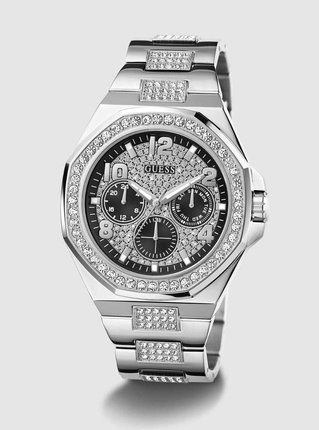 GUESS Accessories Silver Empire Link Watch GW0785G3 Front View