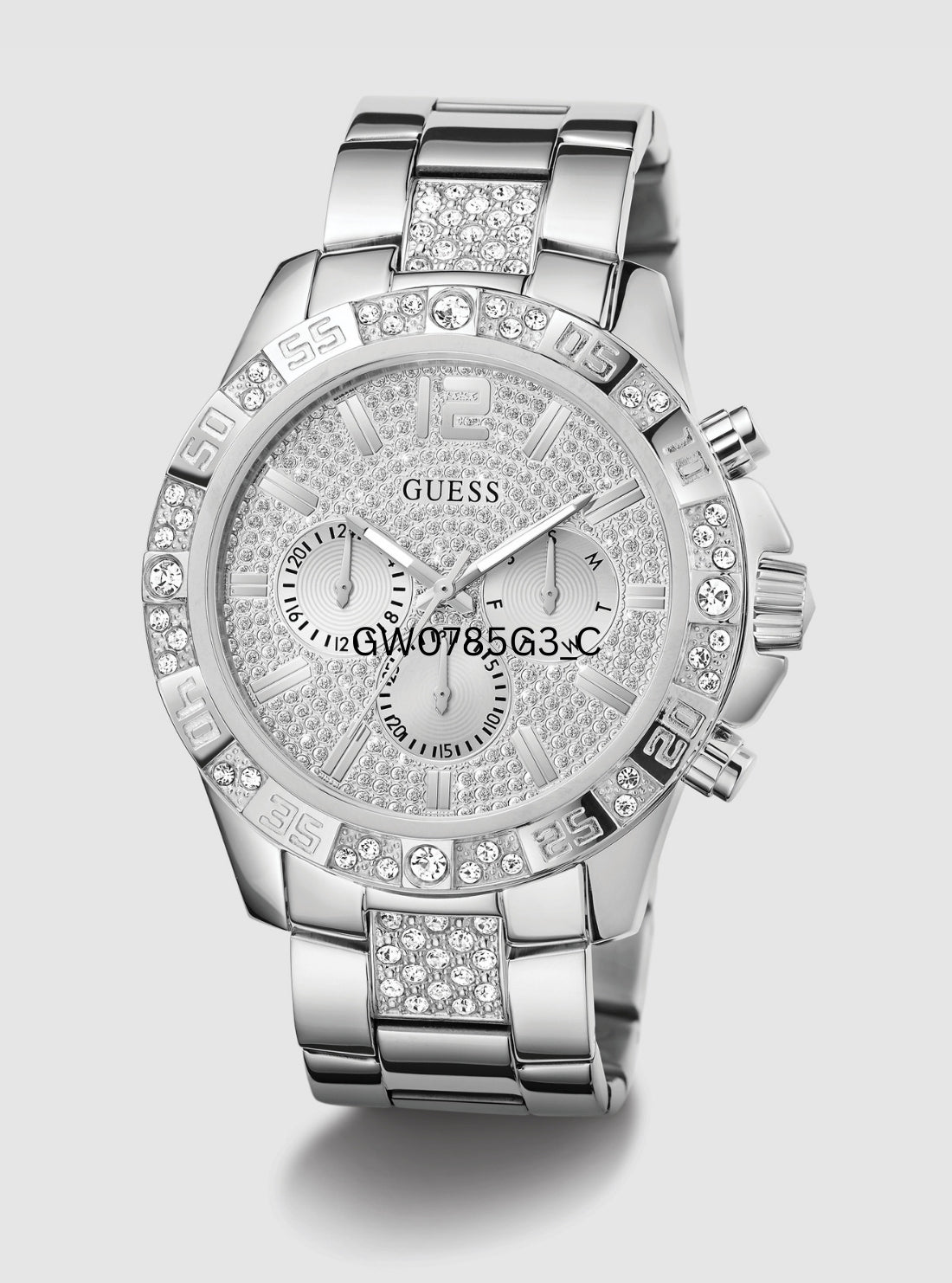 GUESS Accessories Silver Majestic Link Watch GW0796G1 Front View_2