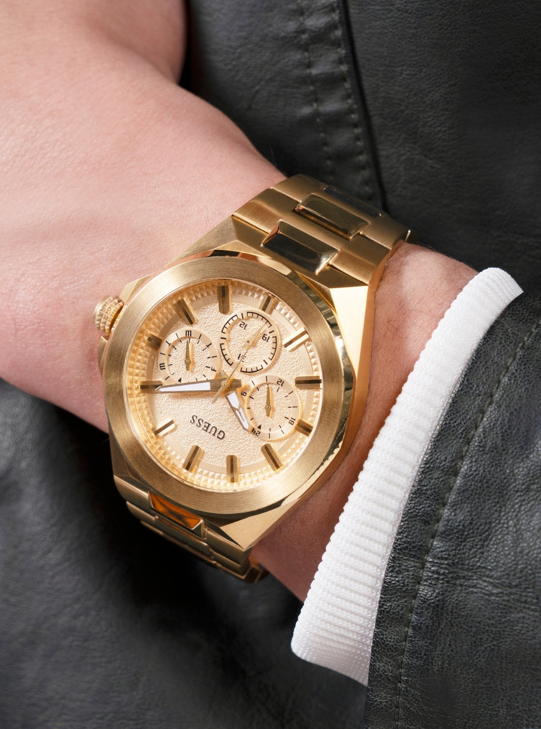 GUESS Accessories Gold Dashboard Link Watch GW0798G2 Detail View