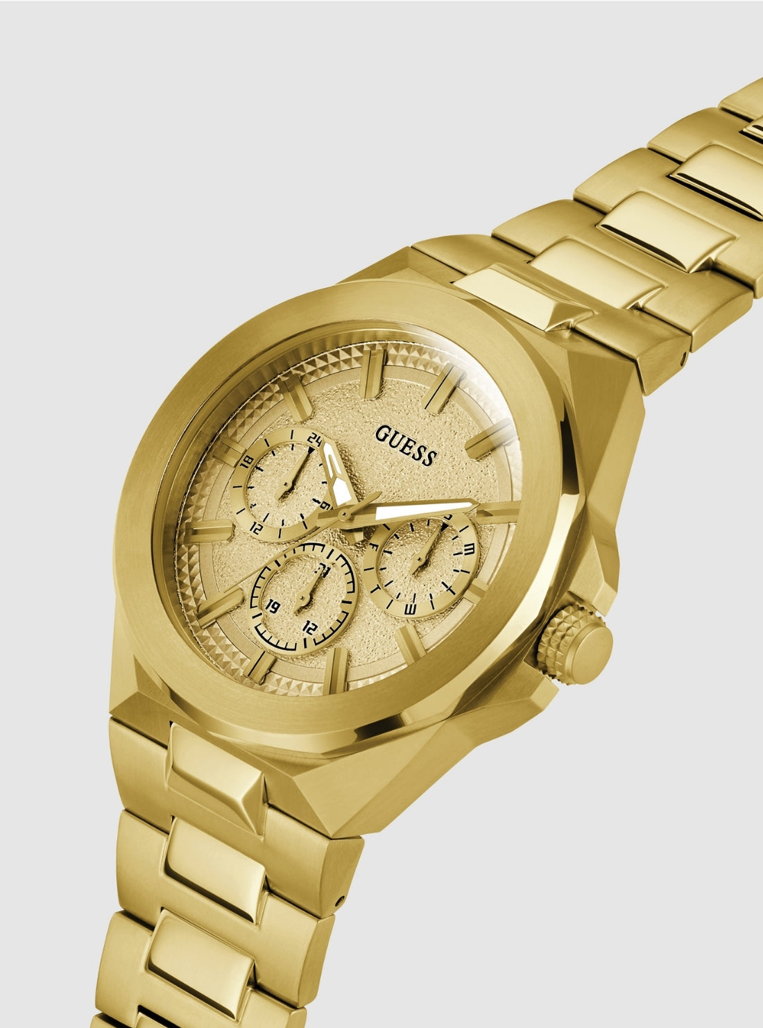 GUESS Accessories Gold Dashboard Link Watch GW0798G2 Front Side View