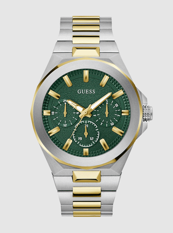 GUESS Accessories Gold Silver Dashboart Link Watch GW0798G3 Front View