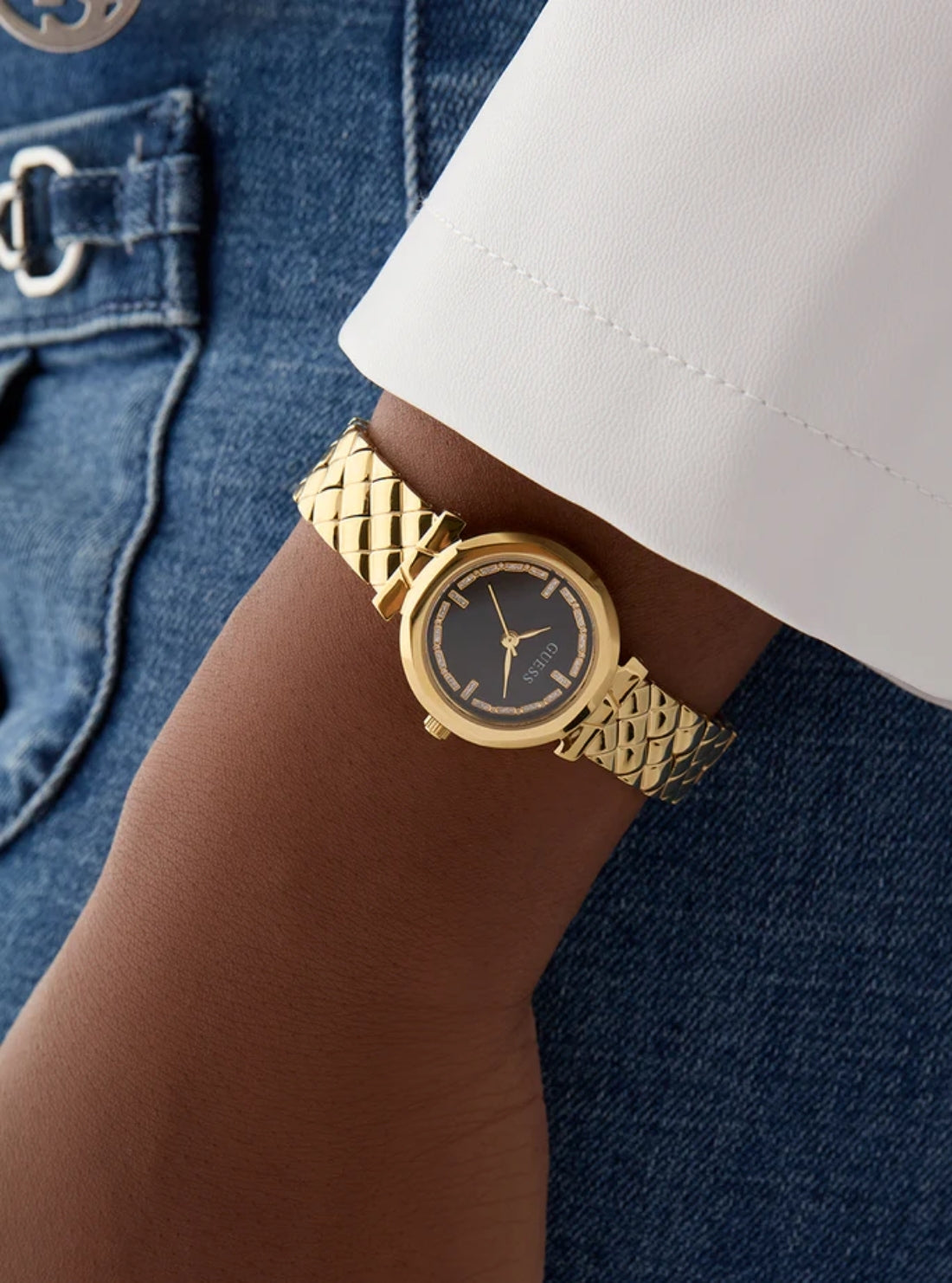 GUESS Womens Gold Mini Rumour Watch GW0839L2 Model View