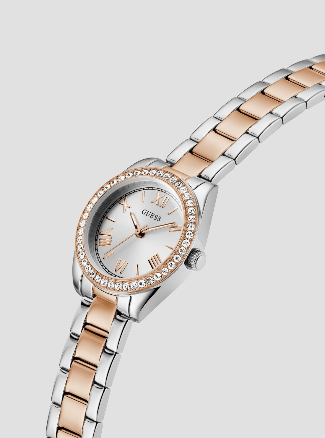 GUESS Accessories Silver Rose-Gold Mini Luna Watch GW0841L3 Side View