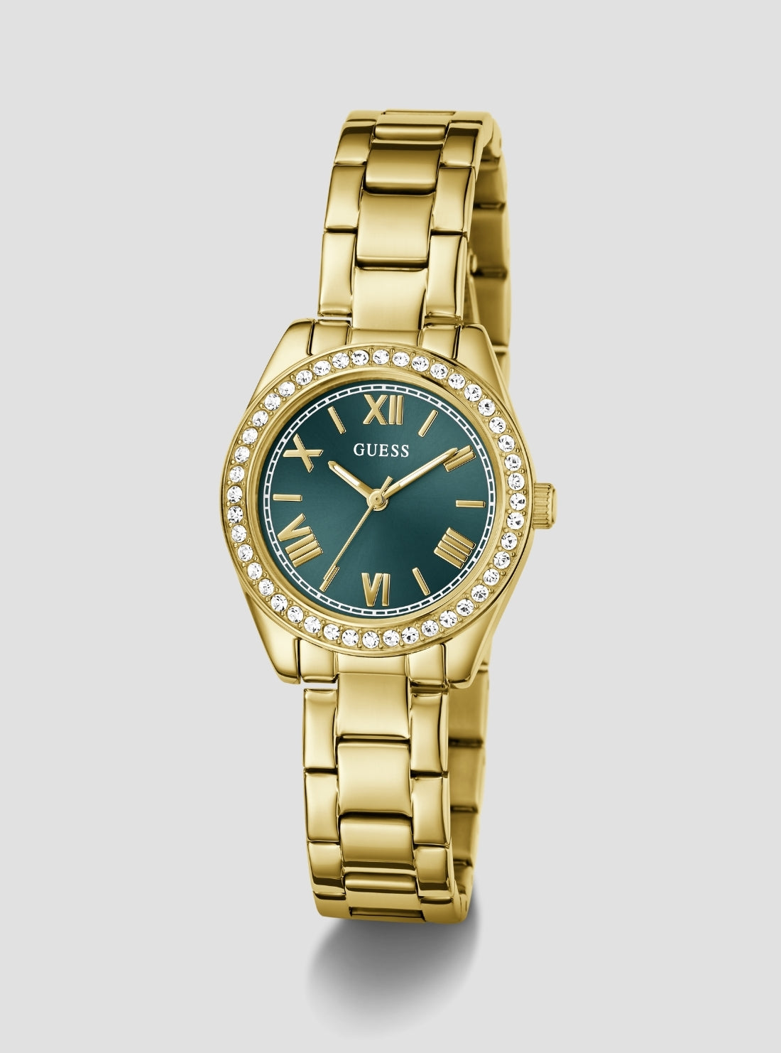 GUESS Accessories Gold Mini Luna Green Dial Watch GW0841L9 Front View_2
