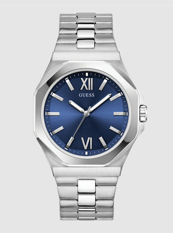 GUESS Accessories Silver Emperor Blue Dial Watch GW0849G1 Front View