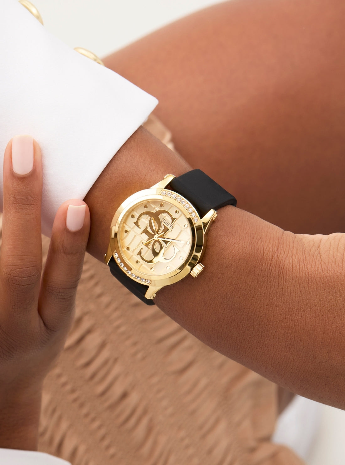 GUESS Womens Black Annette Crystal Watch GW0860L1 Detail View