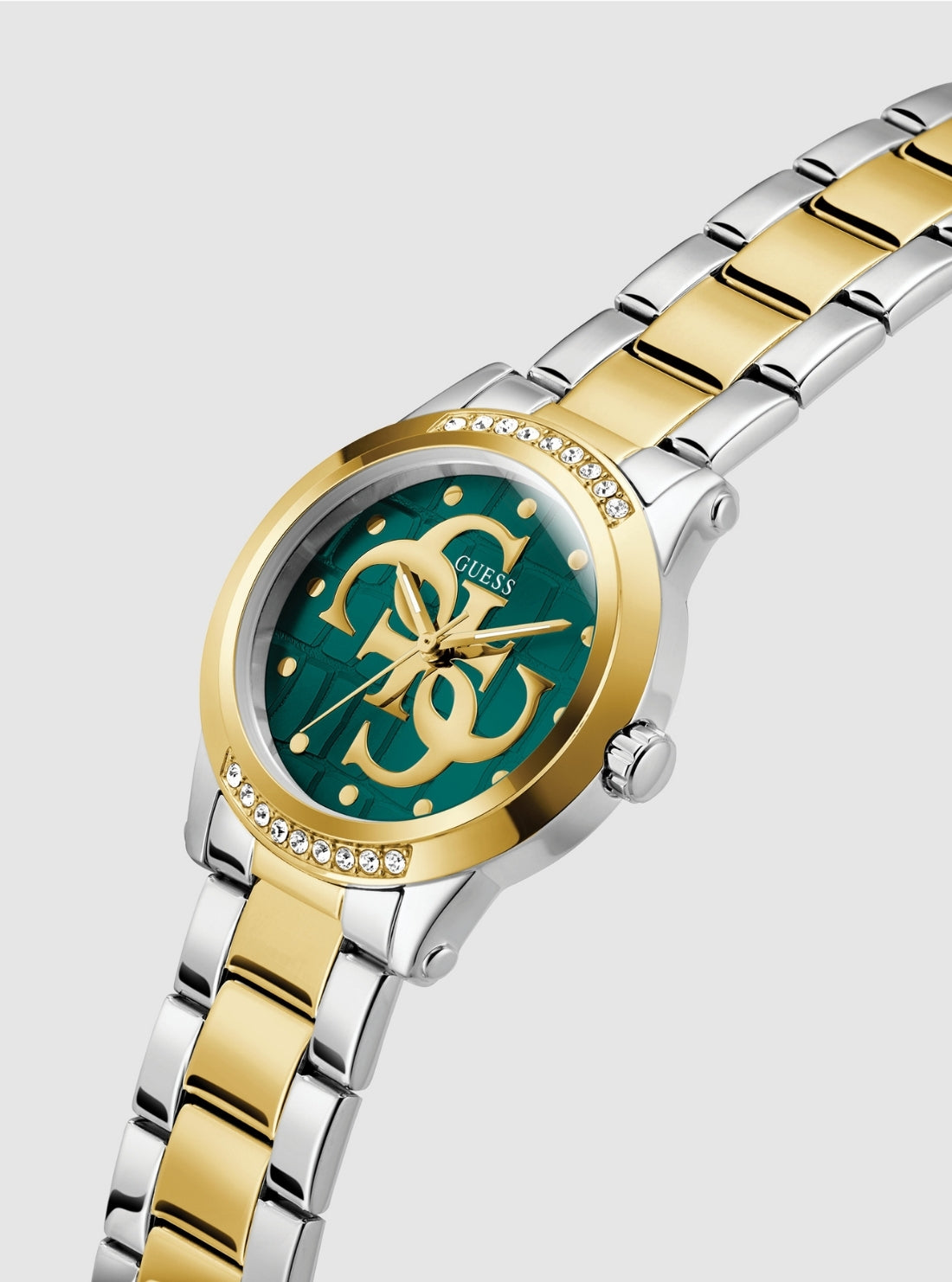 GUESS Accessories Two-Tone Annette Gold Crystal Watch GW0861L4 Front Side View