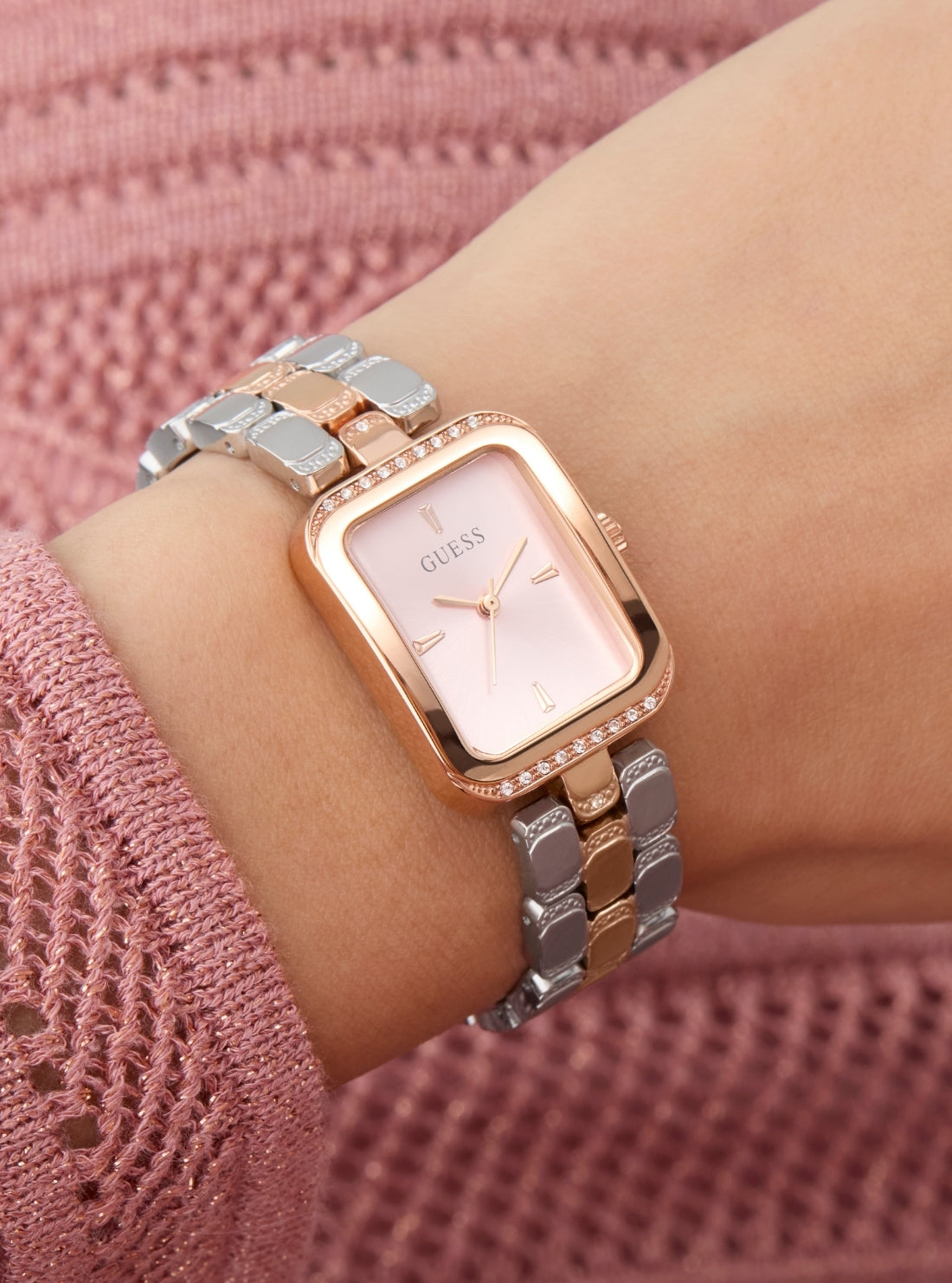 GUESS Womens Silver Rose-Gold Isla Watch GW0865L5 Detail View