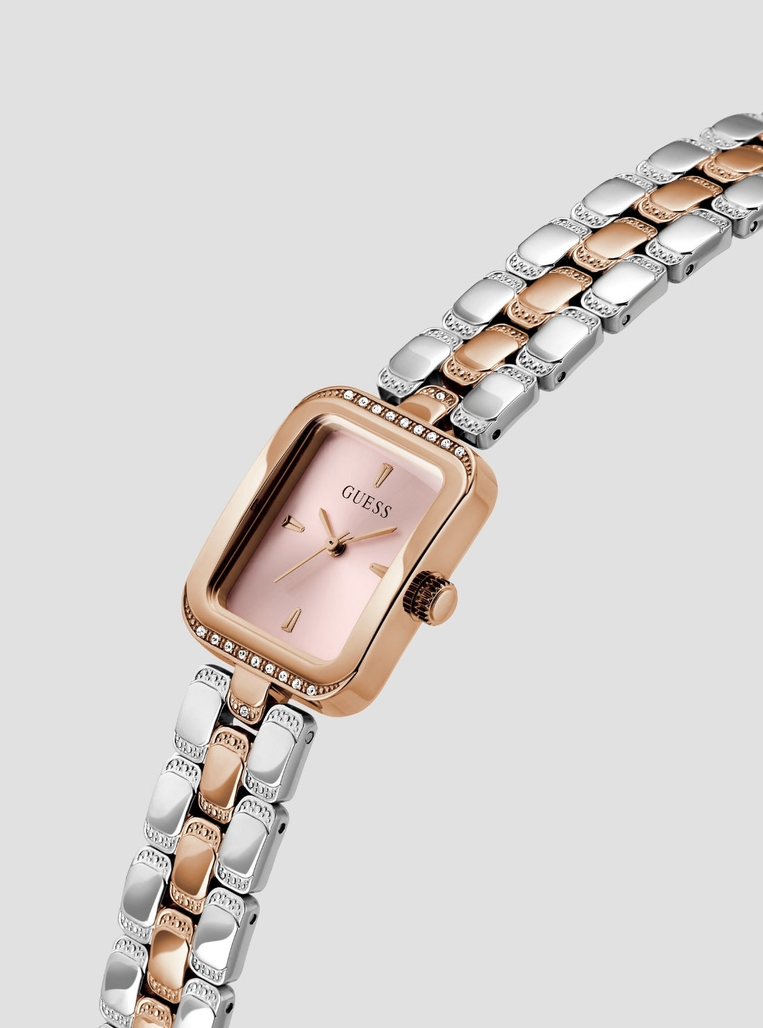 GUESS Womens Silver Rose-Gold Isla Watch GW0865L5 Front Side View
