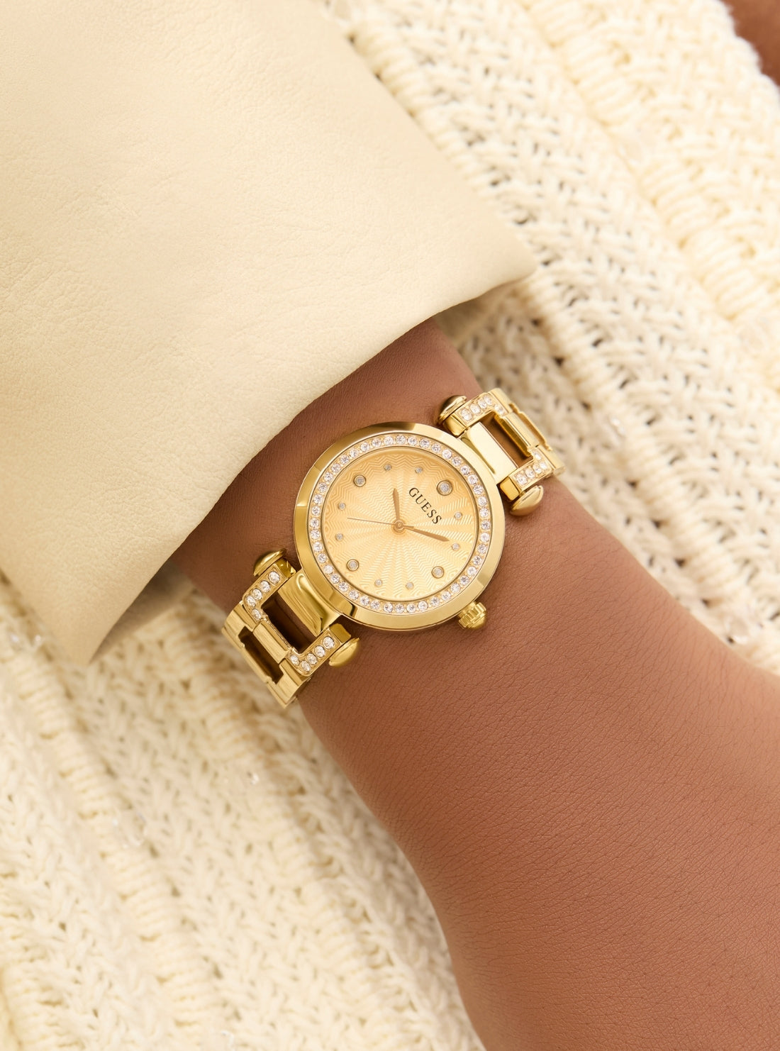 GUESS Accessories Gold Ginger Crystal Watch GW0869L4 Detail View