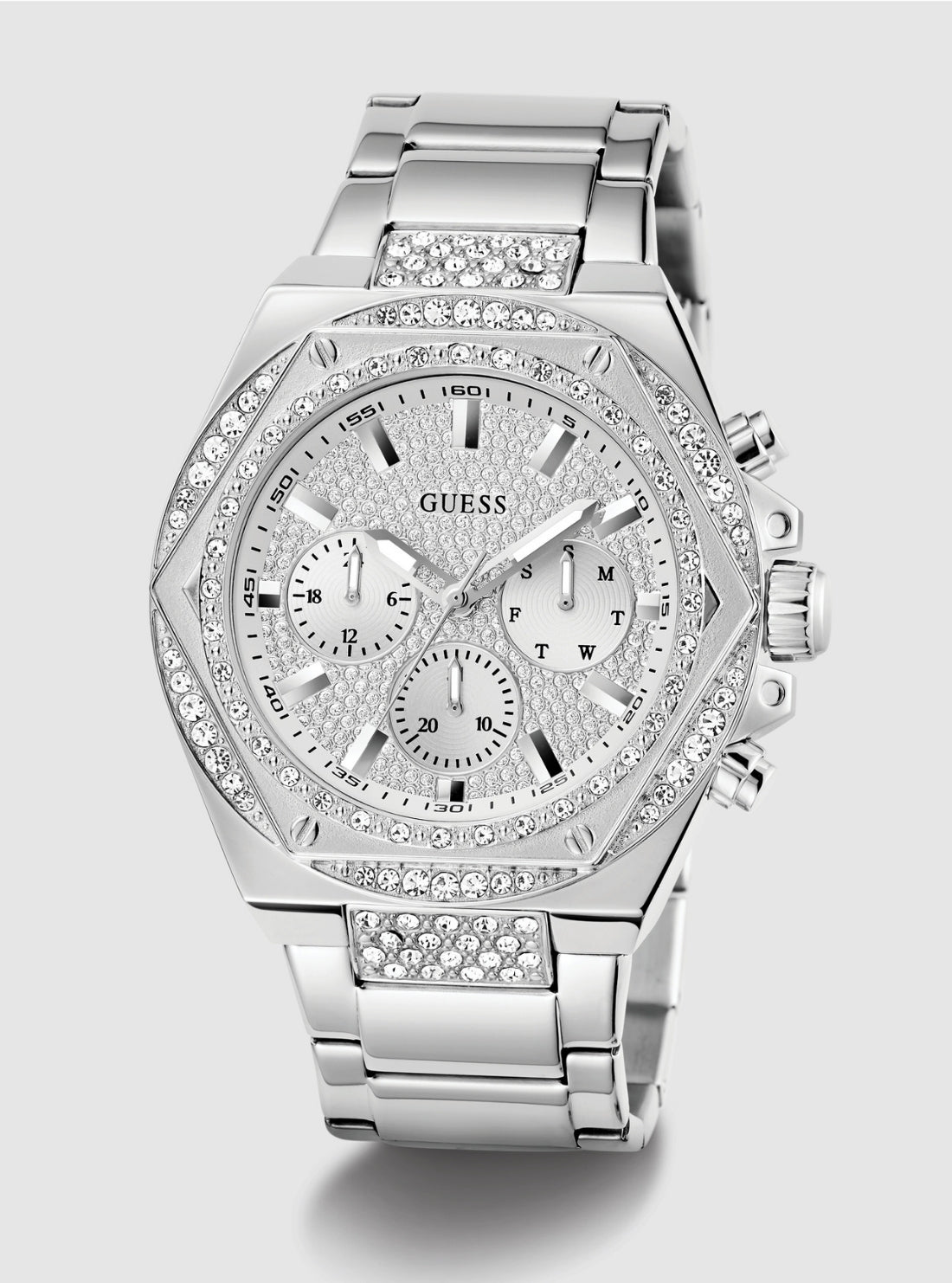 GUESS Accessories Silver Fury Glitz Watch GW0899G1 Front View_2