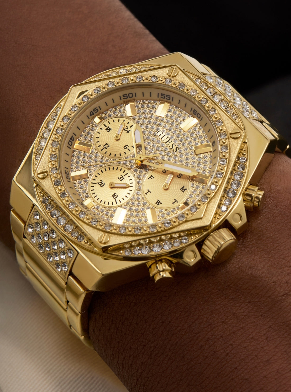 GUESS Accessories Gold Fury Glitz Watch GW0899G2 Detail View