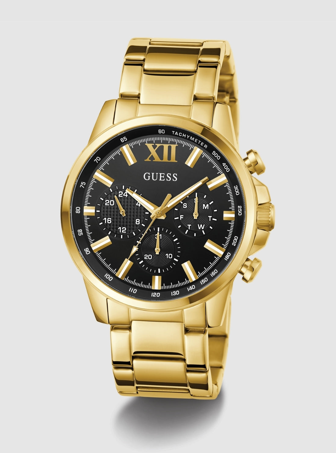 GUESS Accessories Gold Black Dial Walker Watch GW0900G3 Front View_2