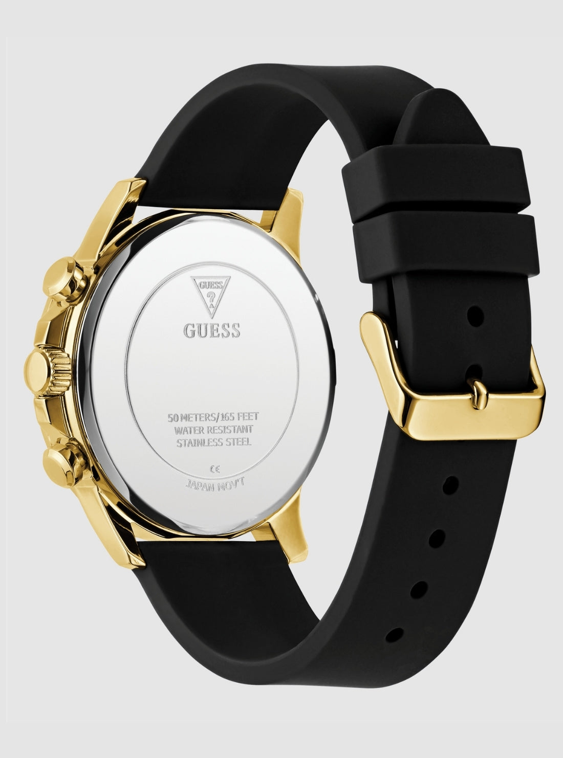 GUESS Accessories Black Gold Silicone Watch GW0913G2 Back View