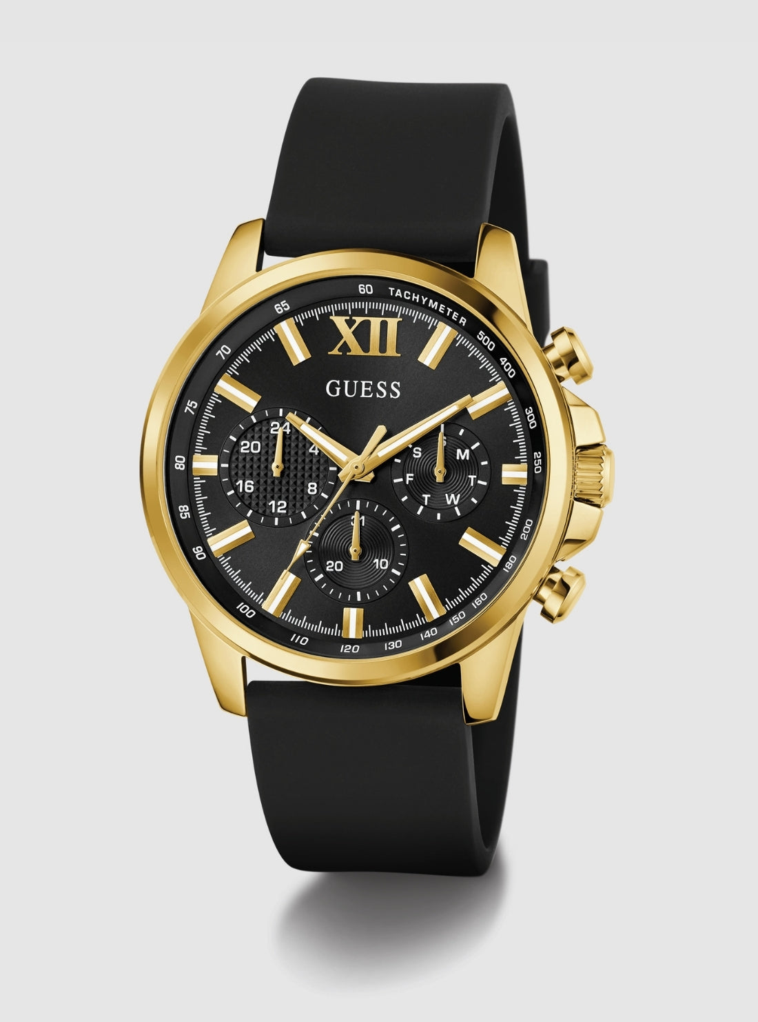 GUESS Accessories Black Gold Silicone Watch GW0913G2 Front View_2