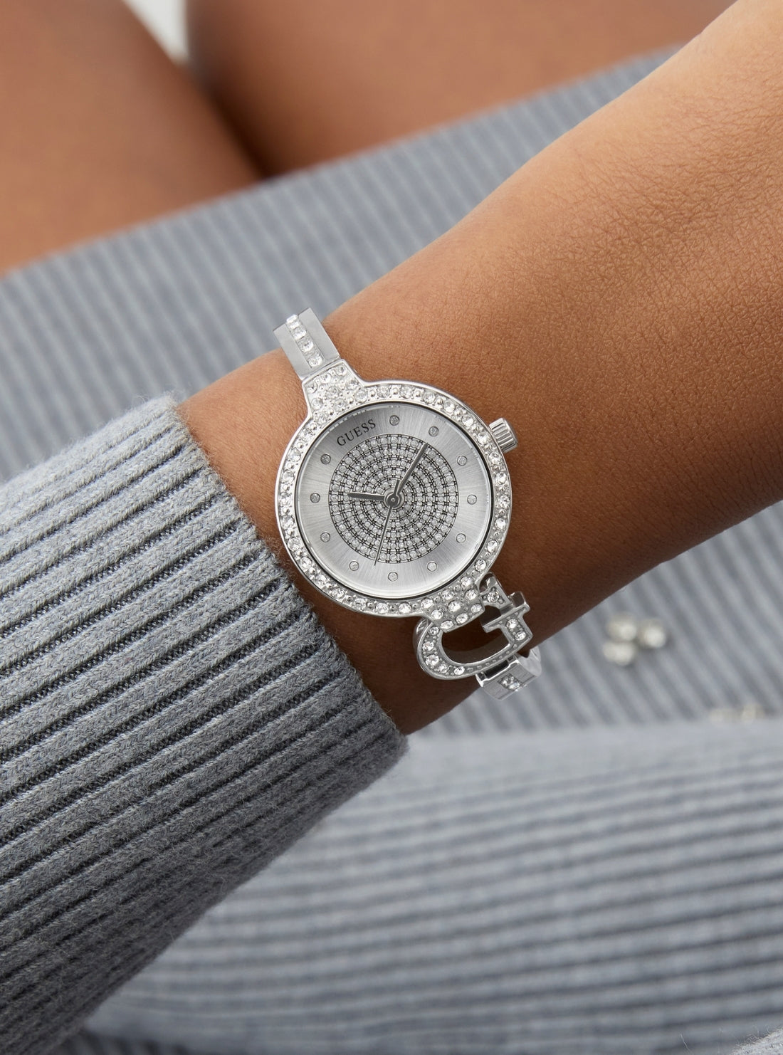 GUESS Accessories Silver Giselle Glitz Watch GW0929L1 Detail View