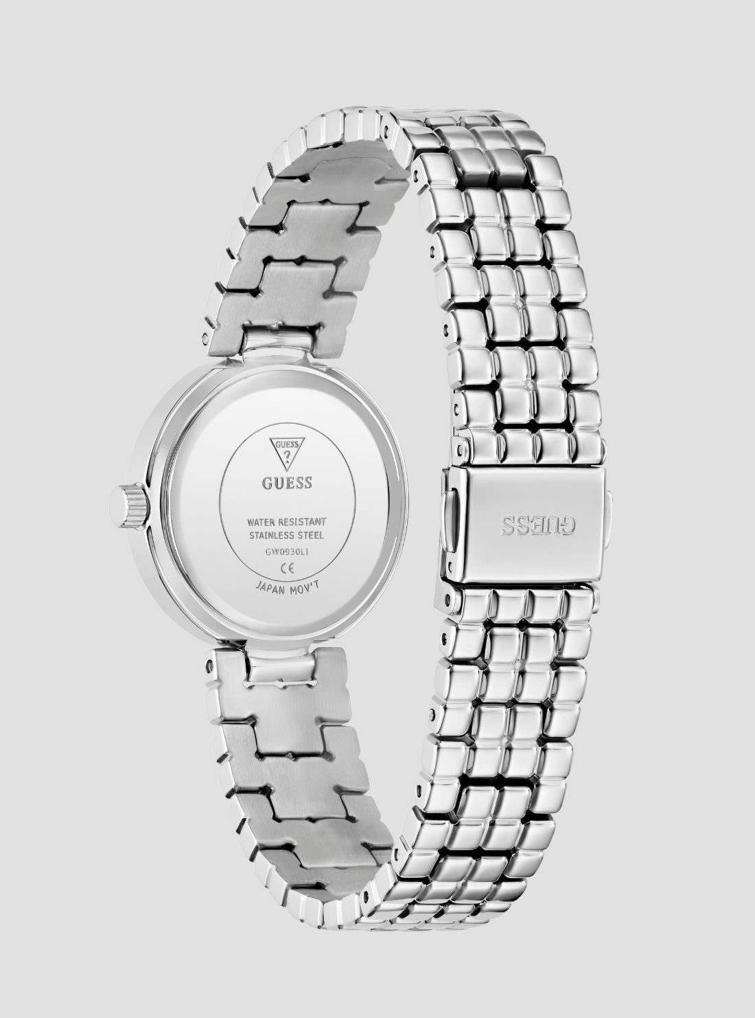 GUESS Accessories Silver Clara Green Dial Watch GW0930L1 Back View