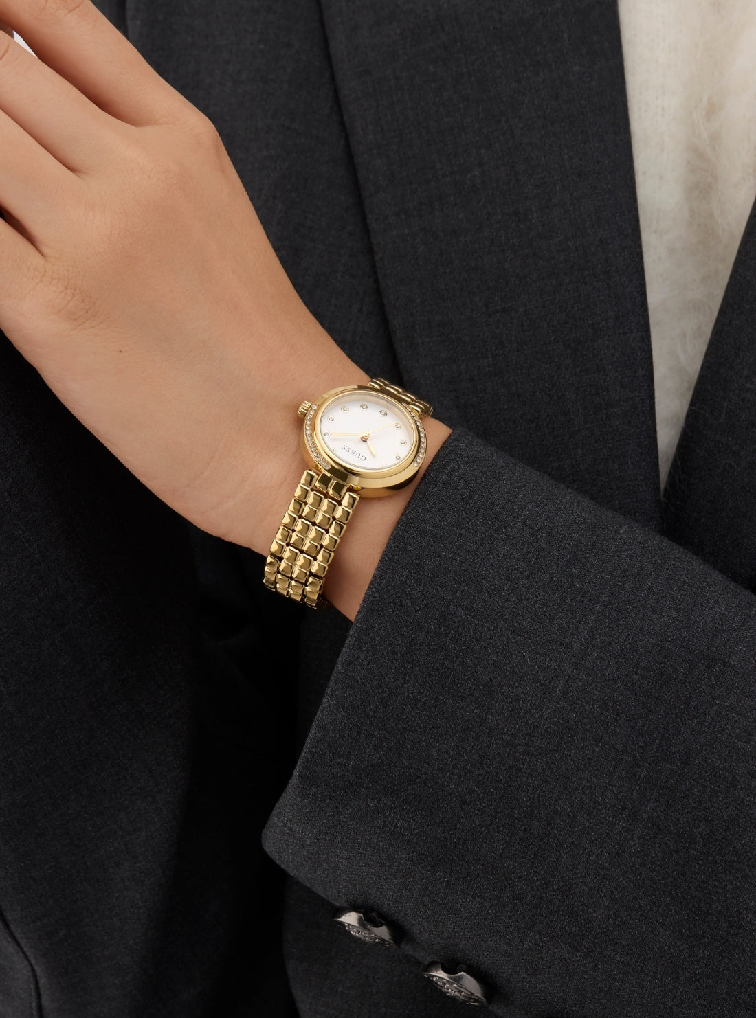 GUESS Accessories Gold Clara White Watch GW0930L2 Detail View