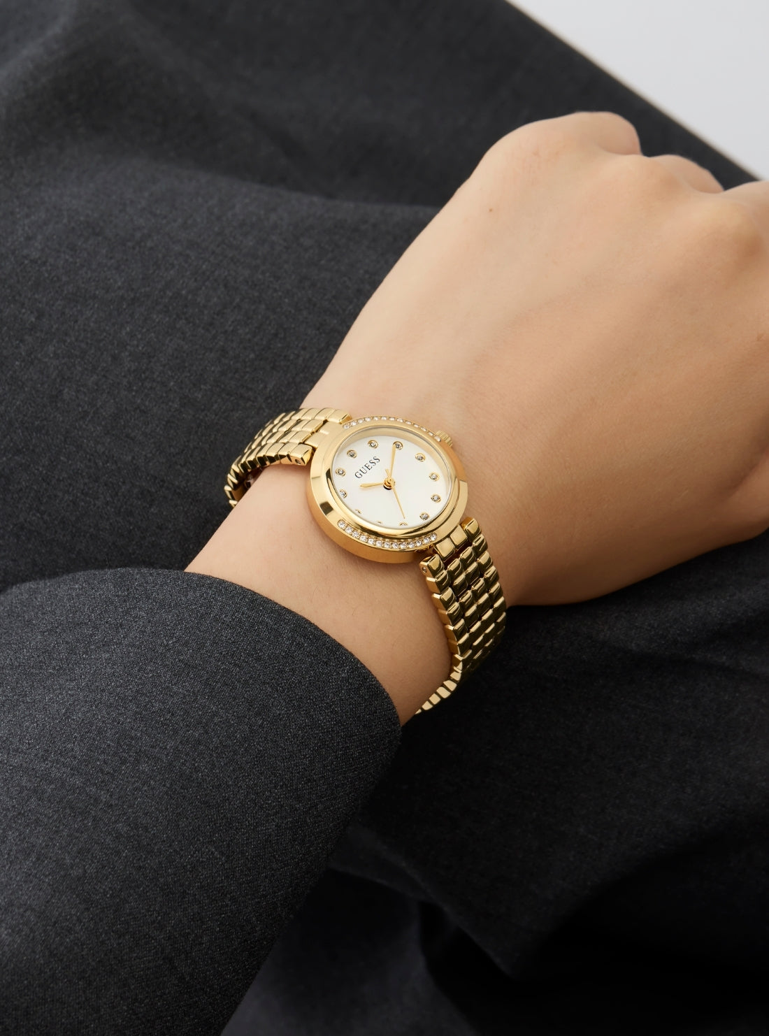 GUESS Accessories Gold Clara White Watch GW0930L2 Detail View_2