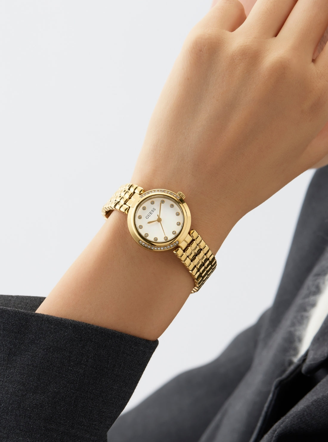 GUESS Accessories Gold Clara White Watch GW0930L2 Detail View