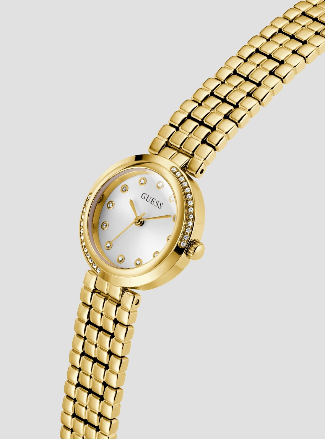 GUESS Accessories Gold Clara White Watch GW0930L2 Front Side View