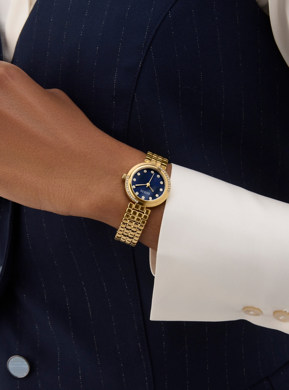 GUESS Accessories Gold Clara Blue Dial Watch GW0930L4 Detail View