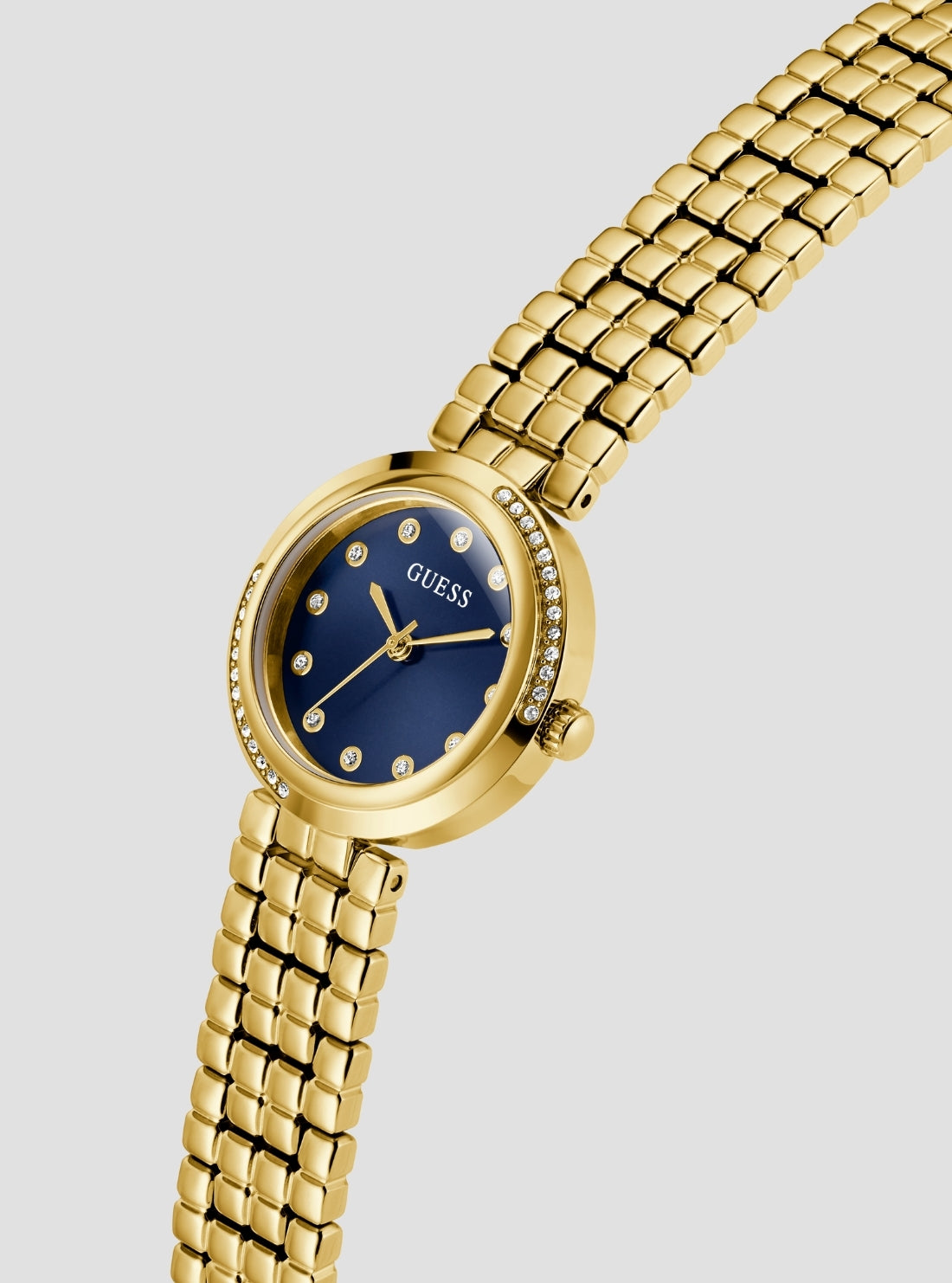 GUESS Accessories Gold Clara Blue Dial Watch GW0930L4 Front Side View