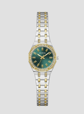 GUESS Acessories Silver Gold Pixie Green Dial Watch GW0931L8 Front View