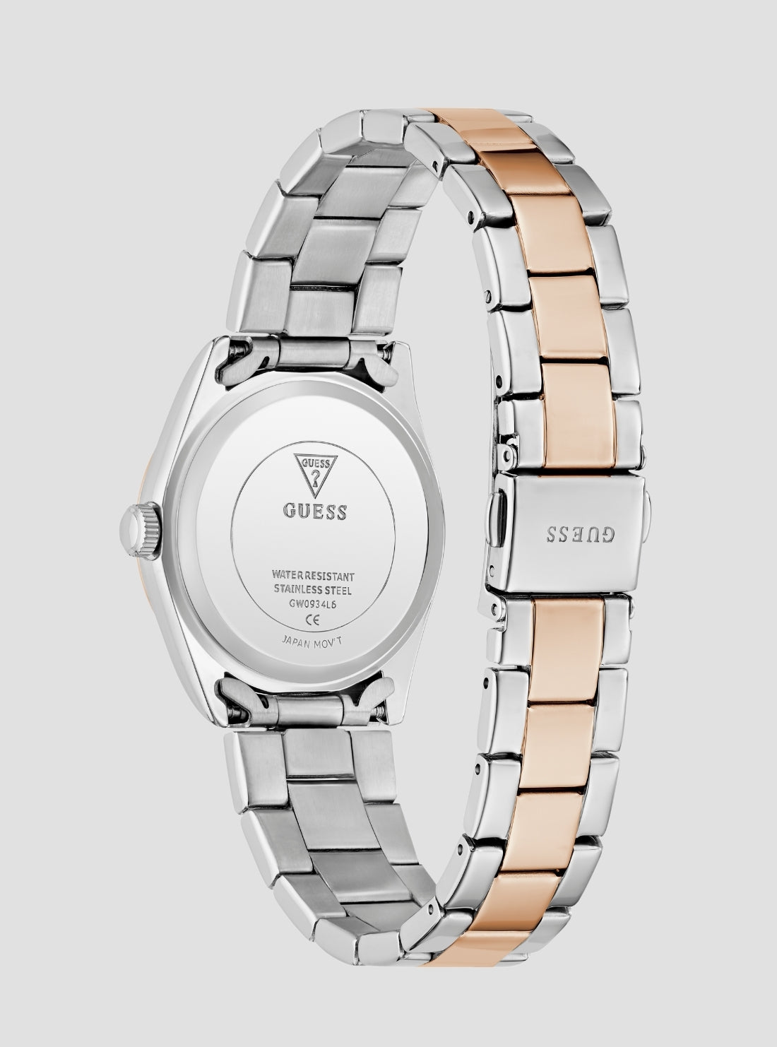 GUESS Womens Silver Rose-Gold Alice Watch GW0934L6 Back View