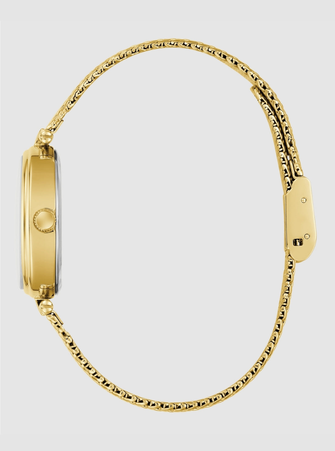 GUESS Accessories Gold Ruby Red Dial Mesh Watch GW0935L4 Side View