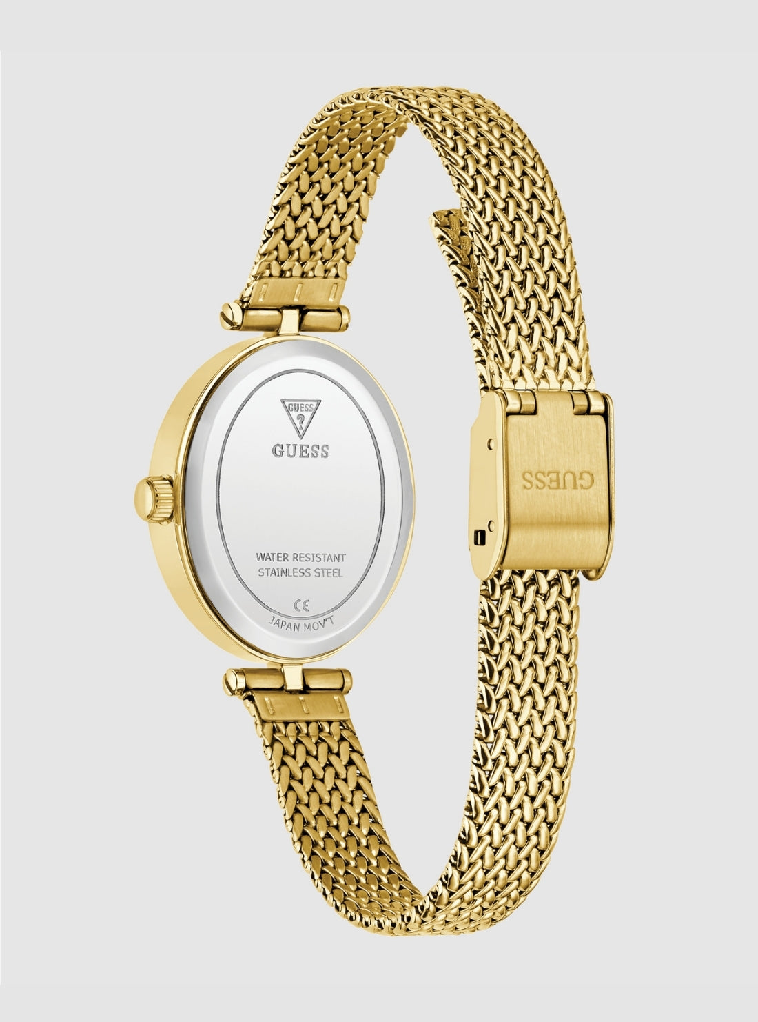 GUESS Accessories Gold Ruby Red Dial Mesh Watch GW0935L4 Back View