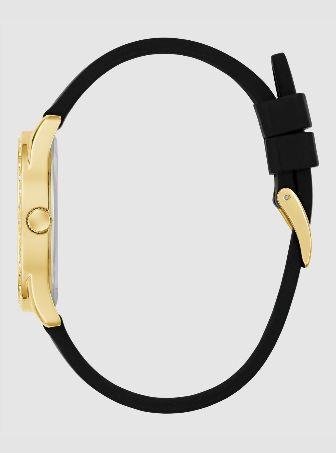 GUESS Accessories Gold Black Roxy Gold Logo Dial Watch GW0942L2 Side View