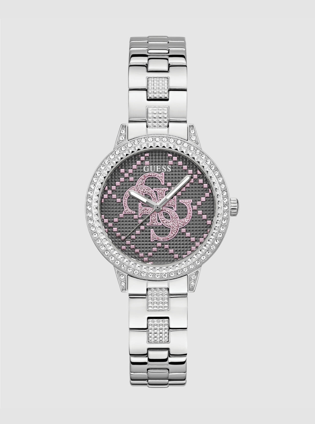 GUESS Accessories Silver G Lace Gray Dial Glitz Watch GW0944L1 Front View